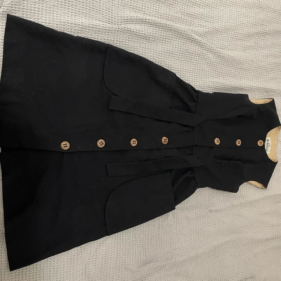 Black button up dress with pockets - Picture 2 of 3